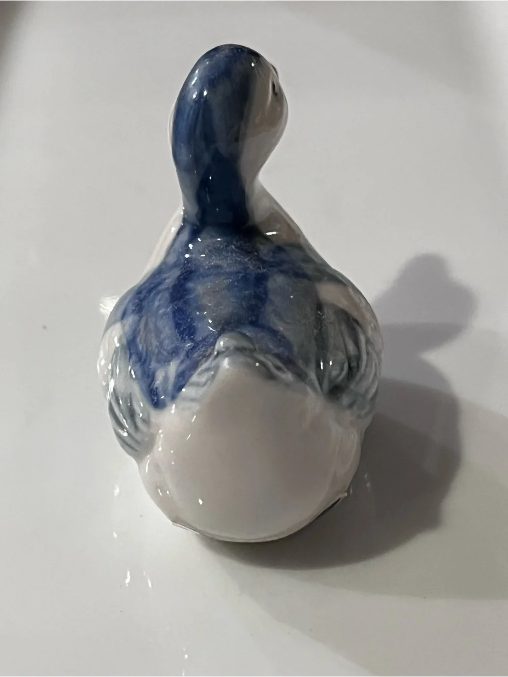 Vintage Otagiri Blue and White Miniature Porcelain Duck Figurine